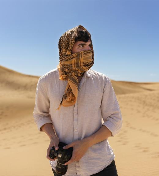 Man Exploring Dubai Desert - Connection with Nature